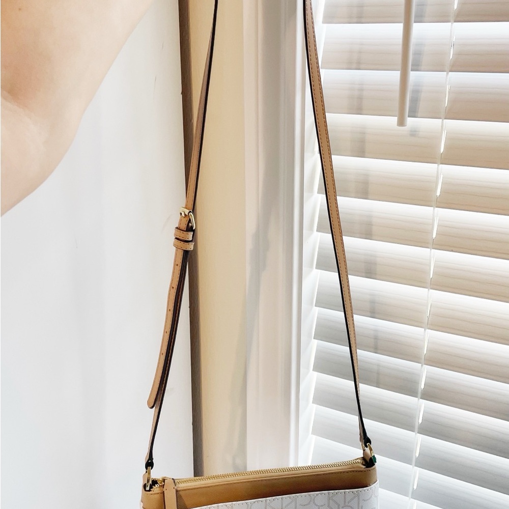 Calvin Klein Cream & Tan Logo-Print Crossbody Bag - Picture 8 of 12